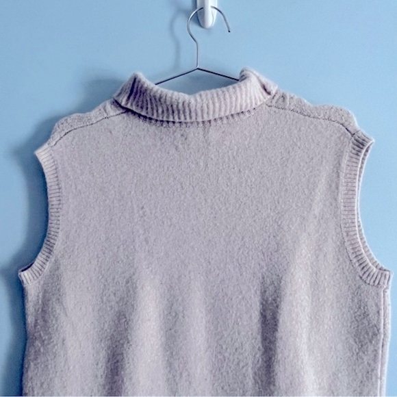 LOFT Cream Cable Knit Turtleneck Sweater Vest S - Picture 9 of 11